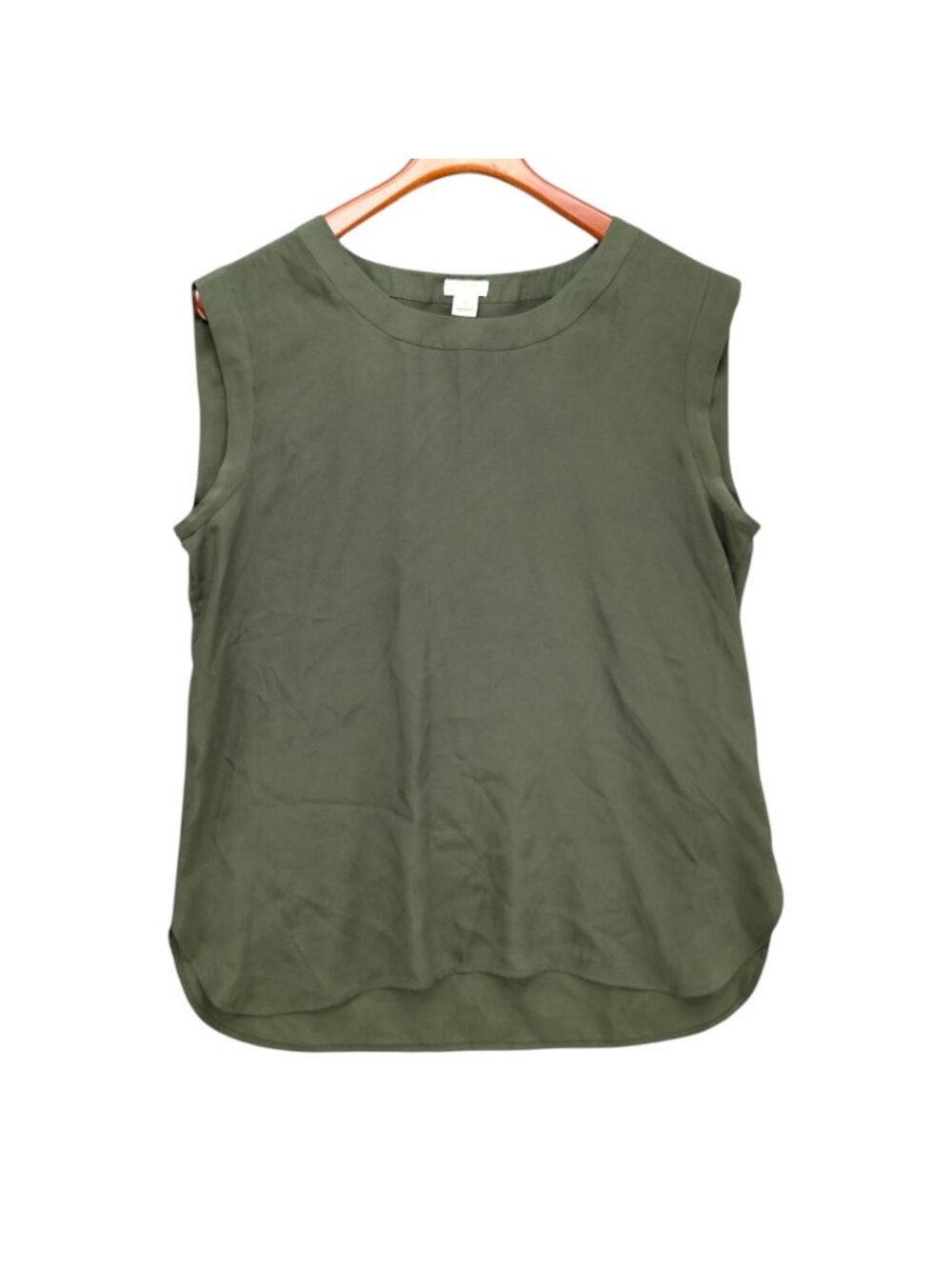J.CREW Drapey Sleeveless Top Womens Olive Green Pullover Blouse Size M